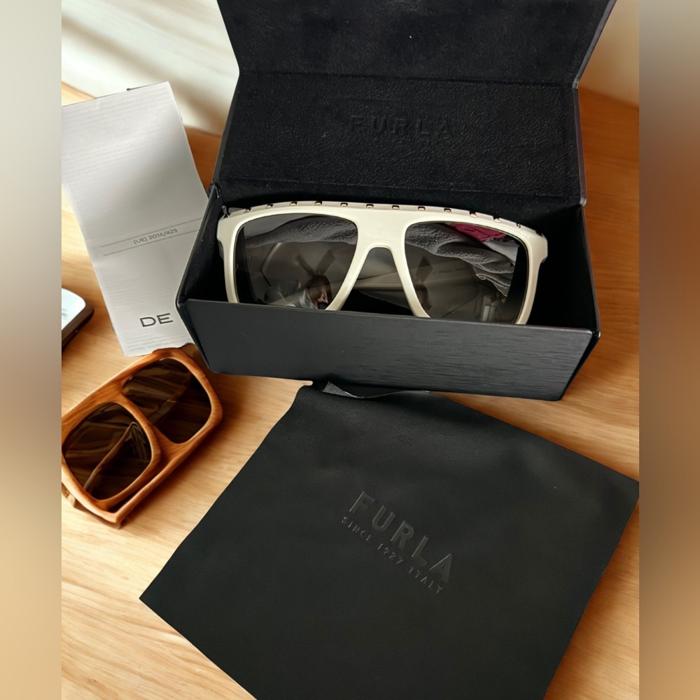 Furla Cream Sunglasses with Black Case